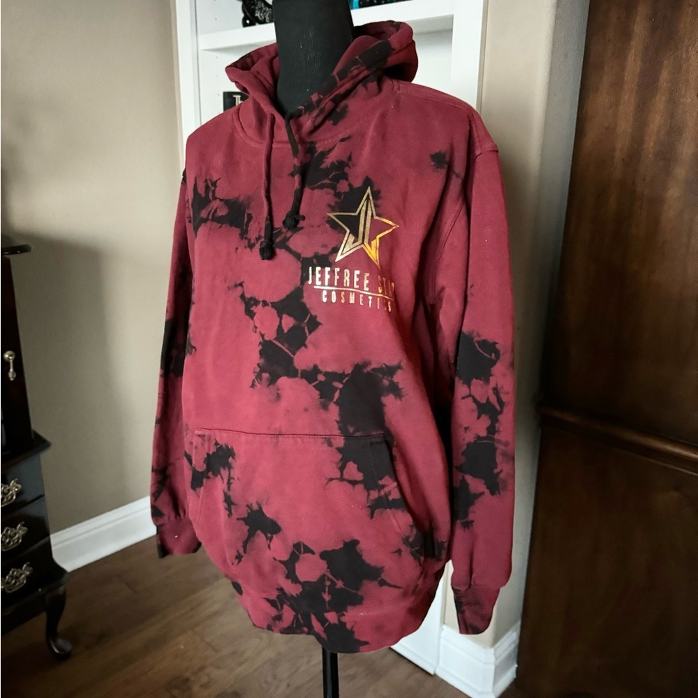 Jeffrey Star Burgundy Tie Dye Hoodie